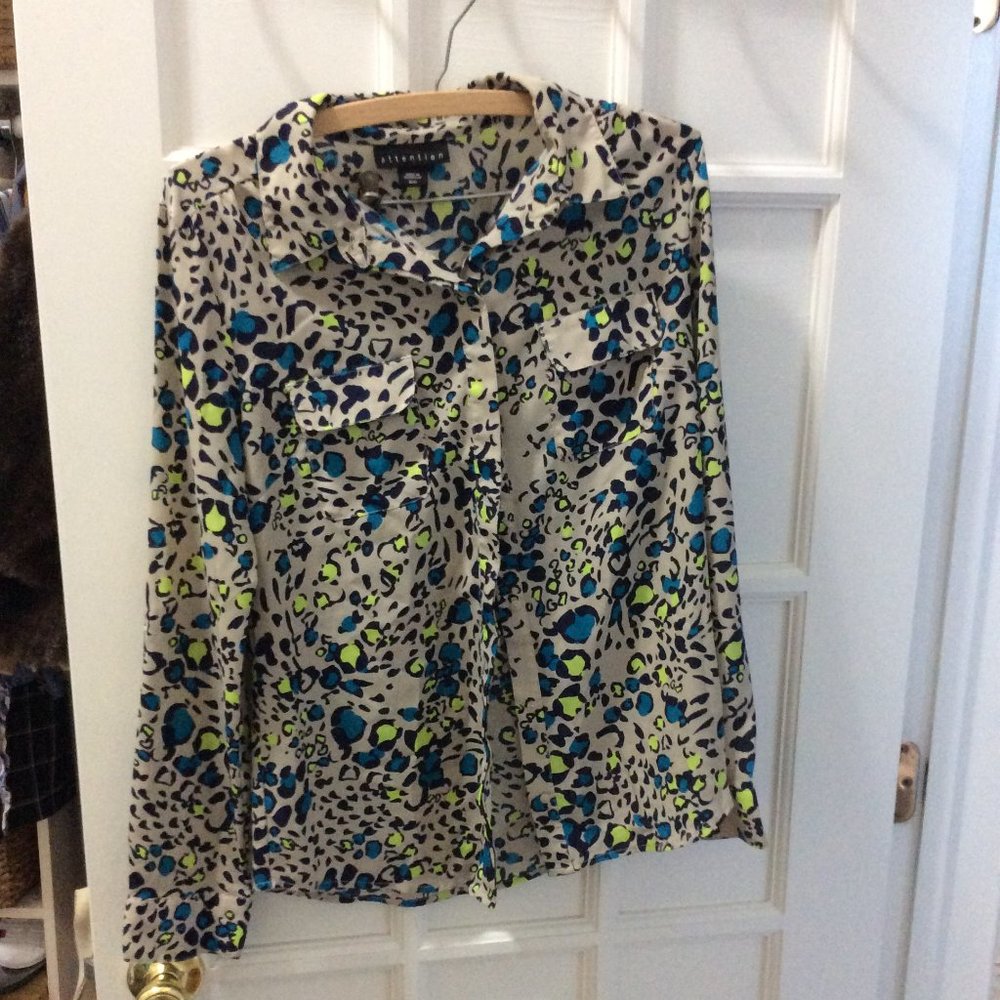 Neon and Neutral Leopard Print Button Down